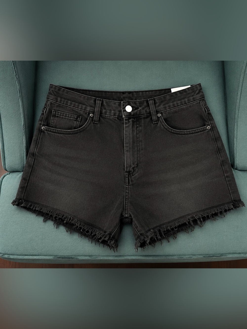Joe's Jeans Black Frayed Hem High-Rise Denim Shorts